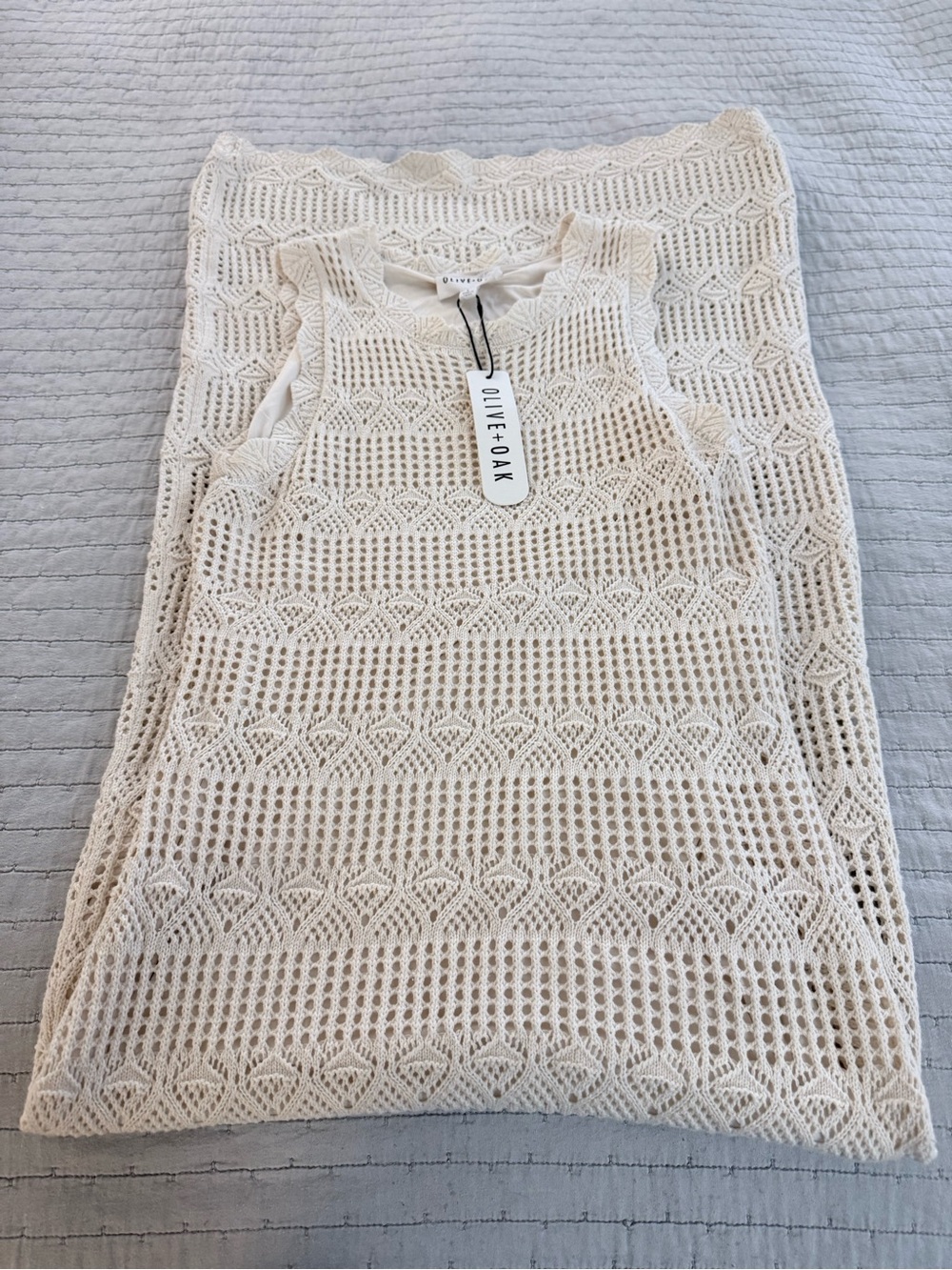 Olive & Oak Cream Crochet Knit dress